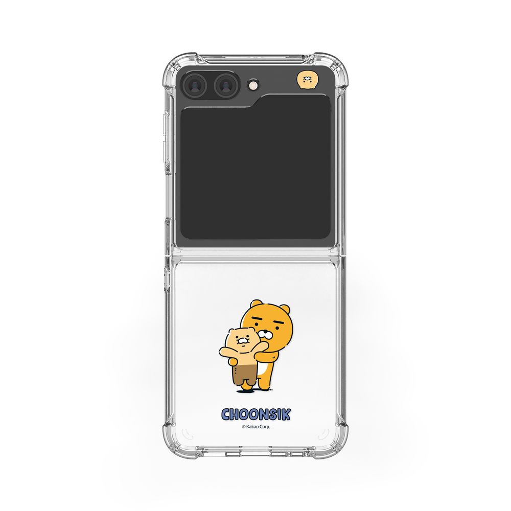 [S2B] LITTLE KAKAO FRIENDS Clear TPU+PC Bumper Case for Galaxy Z Flip6 – Dual Protection, Shock-Absorbing Corners, Side Loop Strap Hole, Precise Fit - Made in Korea